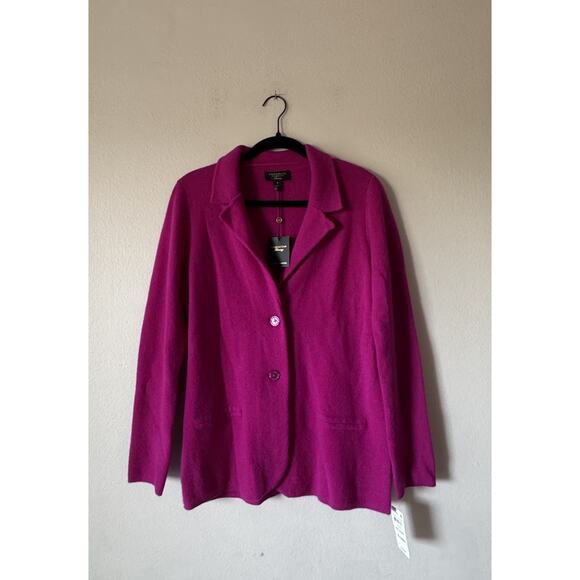 Charter Club Sweaters - Charter Club Luxury Cashmere Blazer Womens Size Medium Two Button Front Fuchsia